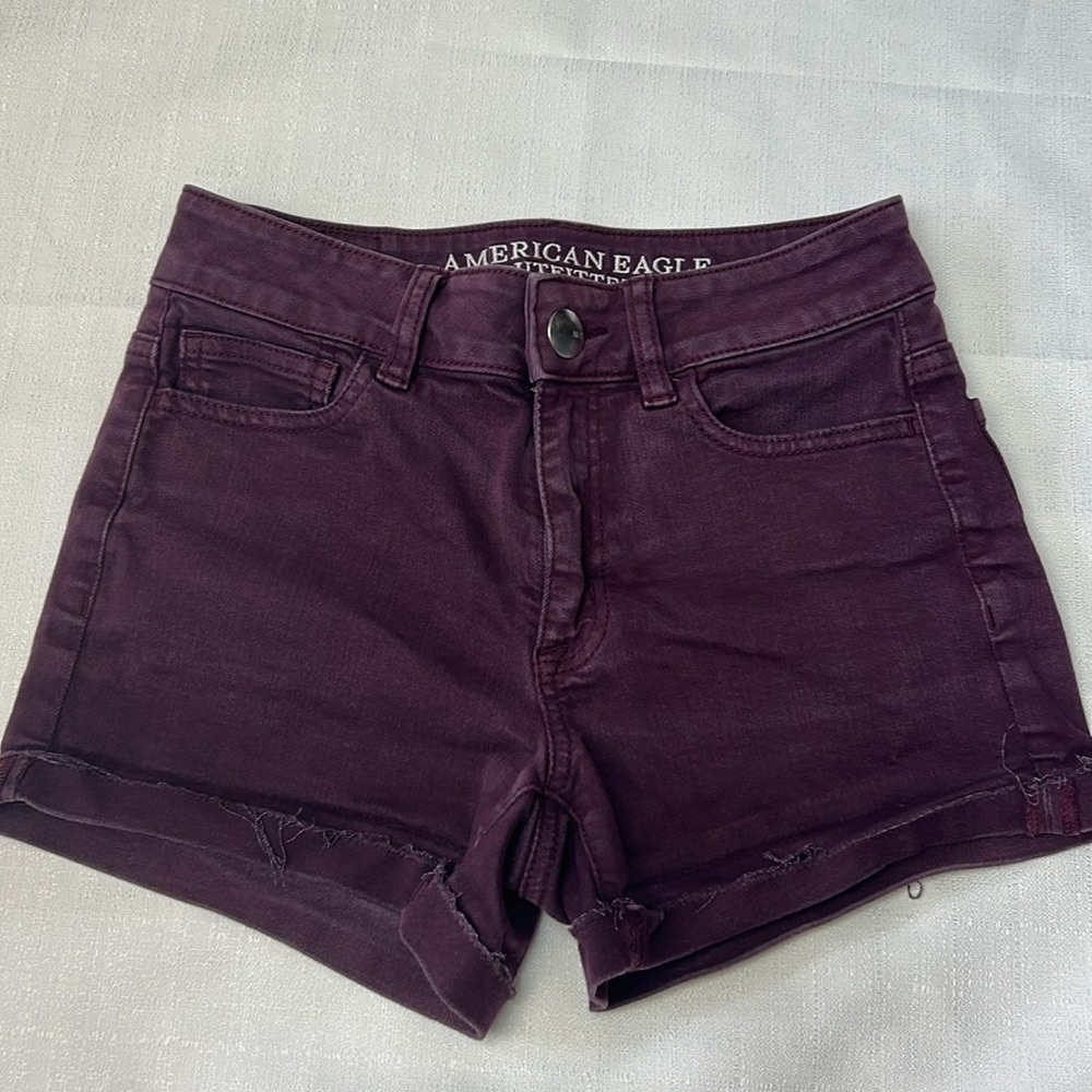 American Eagle Outfitters Purple Jean Shorts High-Waisted Cuffed